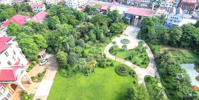 garden view from pool